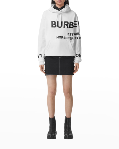 Shop Burberry Poulter Horseferry Print Hoodie In White