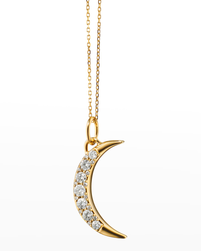 Shop Monica Rich Kosann 18k Yellow Gold Diamond Moon Charm Necklace