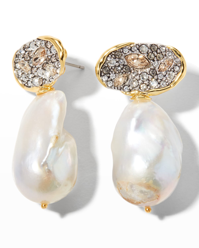 Shop Alexis Bittar Solanales Crystal Oval Pave Post Drop Earrings In Champagne