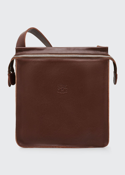 Il Bisonte Vacchetta Leather Crossbody Bag In Dark Brown