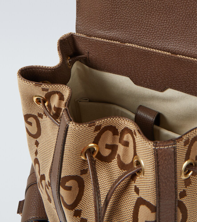 Shop Gucci Jumbo Gg Canvas Backpack In Camel Eb/n.a/law.p.r