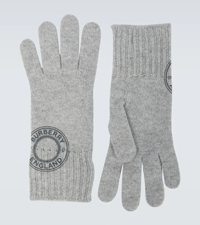 Shop Burberry Cashmere-blend Gloves In Mid Grey Melange
