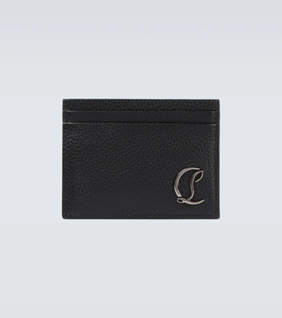 Shop Christian Louboutin Kios Leather Cardholder In Black/gun Metal