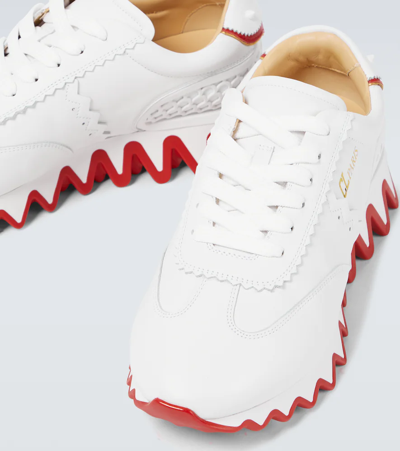 Shop Christian Louboutin Loubishark Leather Sneakers In Version White
