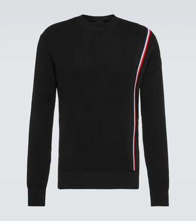 Shop Moncler Cotton Crewneck Sweater In Black