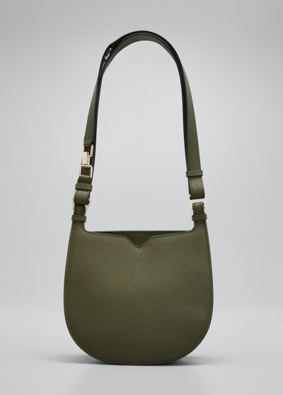 Shop Valextra The Hobo Weekend Small Saddle Bag In Vm Verde Military