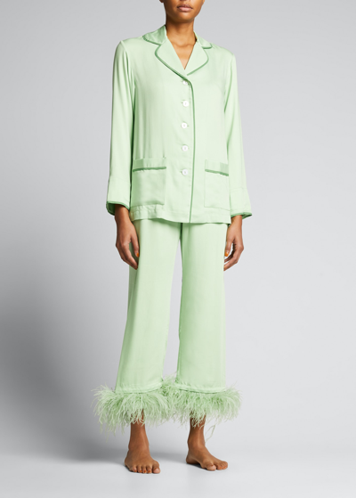 Shop Sleeper Party Pajama Set With Feathers - Mint