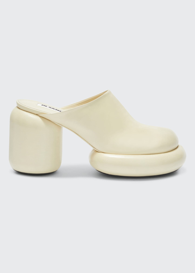 Shop Jil Sander Tripon Leather Platform Mules In Cream