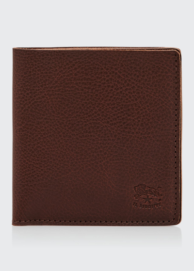 Shop Il Bisonte Men's Slim Bi-fold Leather Wallet In Dark Brown