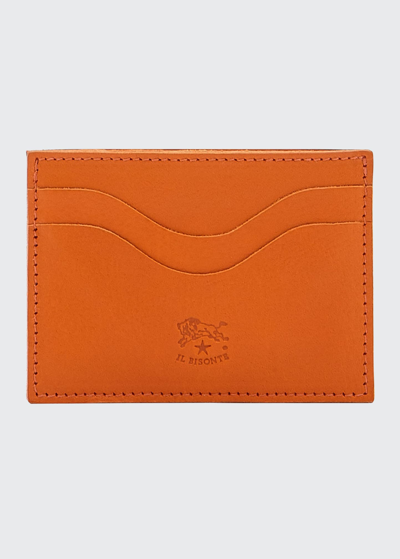 Shop Il Bisonte Men's Leather Card Case In Orange