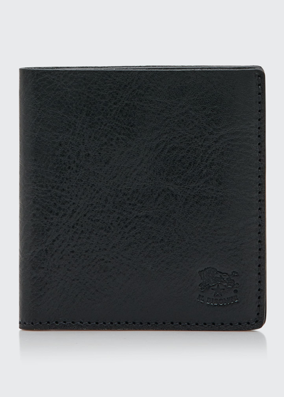 Shop Il Bisonte Men's Slim Bi-fold Leather Wallet In Black