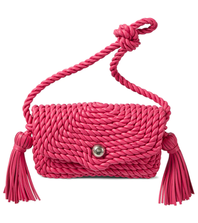 Shop Bottega Veneta Classic Leather Shoulder Bag In Lollipop N-silver