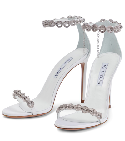 Shop Aquazzura Love Link 105 Embellished Sandals In White