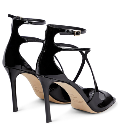Jimmy Choo Womens Black Azia 110 Strappy Patent Leather Sandals In Black