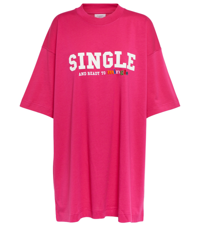 Shop Vetements Printed Cotton T-shirt In Hot Pink