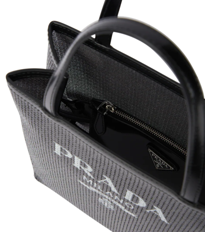 Prada Small Sequined Mesh Tote Bag In Nero