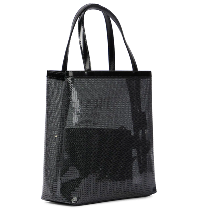 Prada Small Sequined Mesh Tote Bag In Nero