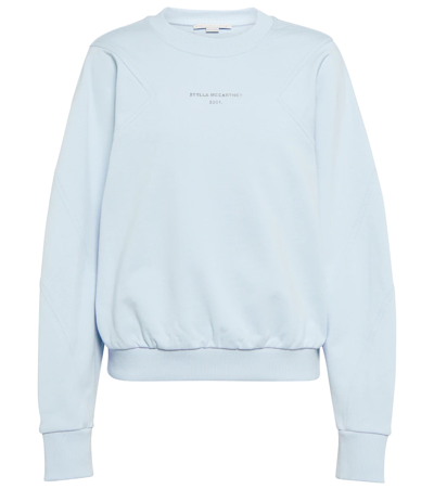 Shop Stella Mccartney Logo Cotton Sweatshirt In Shiny Silver