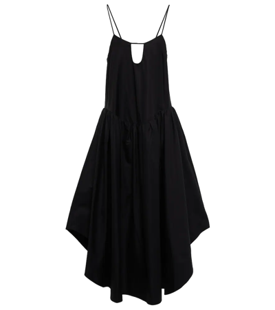 Shop Khaite Norelle Cotton Twill Maxi Dress In Black