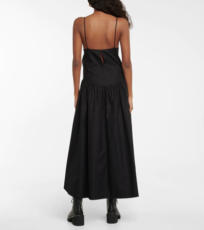 Shop Khaite Norelle Cotton Twill Maxi Dress In Black