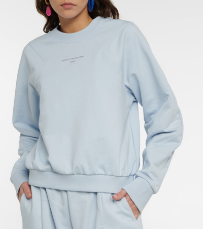 Shop Stella Mccartney Logo Cotton Sweatshirt In Shiny Silver