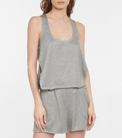 Shop Tom Ford Silk And Cotton Racerback Top In Heather Grey