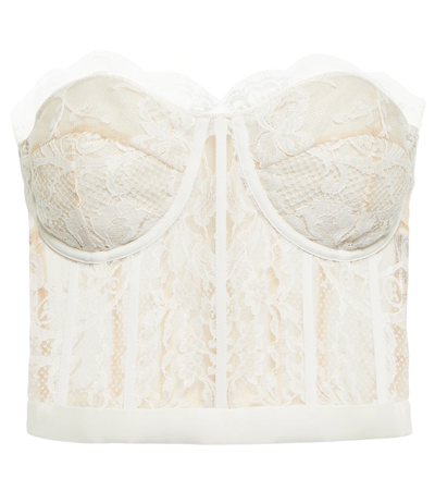 Shop Alexander Mcqueen Guipure Lace Bustier In Ivory