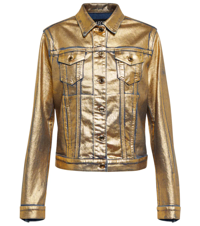 Shop Tom Ford Metallic Denim Jacket In Gold
