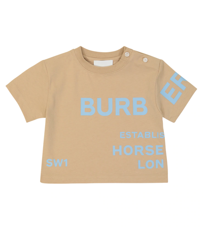 Shop Burberry Baby Printed Cotton Jersey T-shirt In Soft Fawn