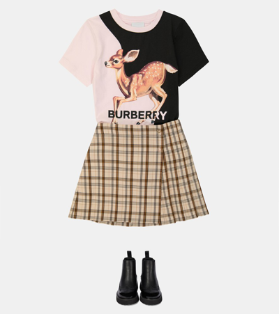 Shop Burberry Printed Cotton Jersey T-shirt In Alabaster Pink