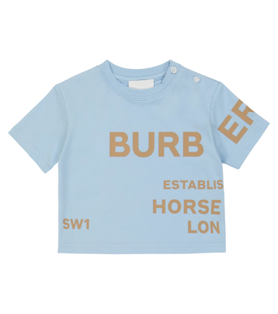 Shop Burberry Baby Printed Cotton Jersey T-shirt In Softporcelainblue