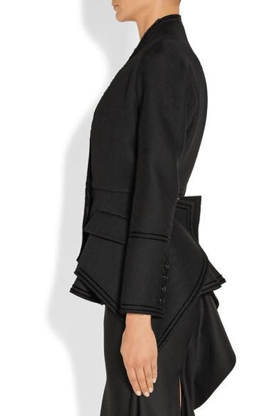 Shop Givenchy Chevron Wool Jacket With Velvet Trim