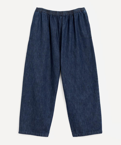 Shop Eskandar Women's Japanese Denim Trousers In Jean Dark