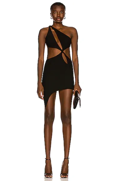Shop Monot Cutout Asymmetric One Shoulder Mini Dress In Black