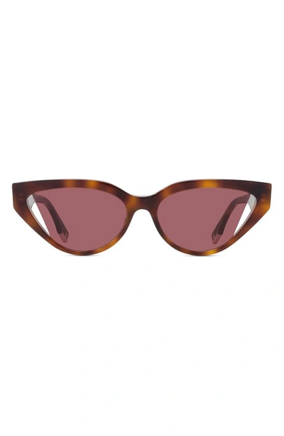 Shop Fendi 52mm Cutout Cat Eye Sunglasses In Blonde Havana / Bordeaux
