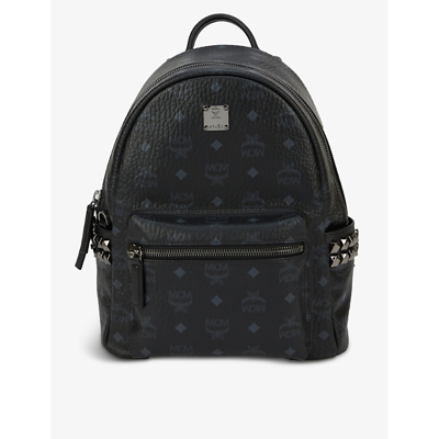 Shop Mcm Stark Visetos Small Faux-leather Backpack In Black