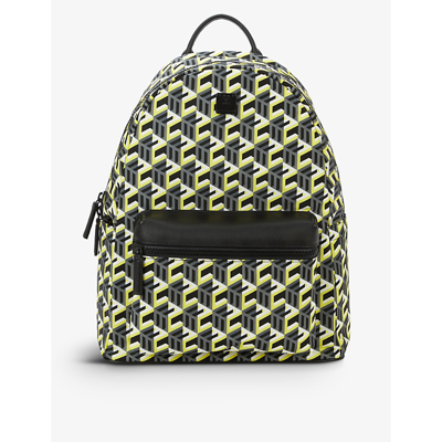 Shop Mcm Cubic-print Shell Backpack In Yellow