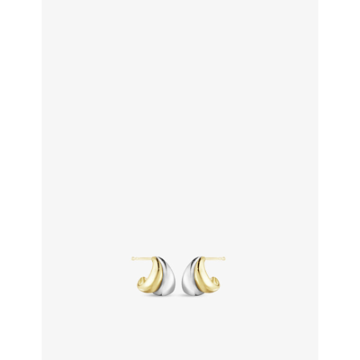 Georg Jensen 18k Yellow Gold & Sterling Silver Curve Huggie Hoop Earrings In Silver