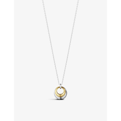 Shop Georg Jensen Silver Curve 18ct Yellow-gold And Sterling-silver Pendant Necklace