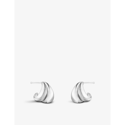 Shop Georg Jensen Silver Curve Sterling-silver Open-hoop Earrings