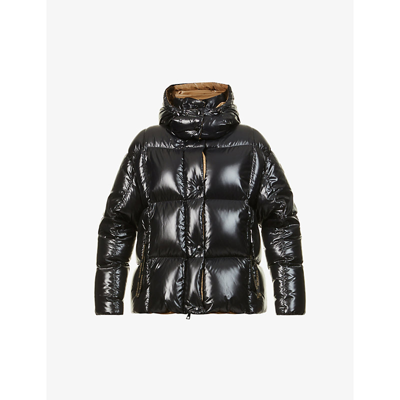 Shop Moncler Womens Khaki Parana Hooded Shell-down Jacket Xs