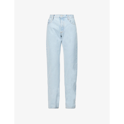 Shop Attico Lunghi Boyfriend Mid-rise Denim Jeans In Light Denim Blue