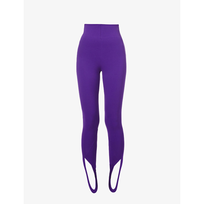 Shop Attico Jamie Skinny High-rise Stretch-woven Trousers In Purple
