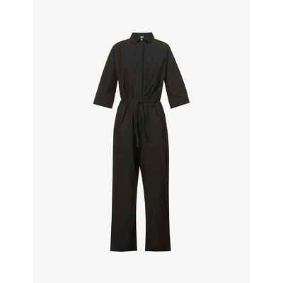 Shop Co Llared Tton-blend Jumpsuit In Black