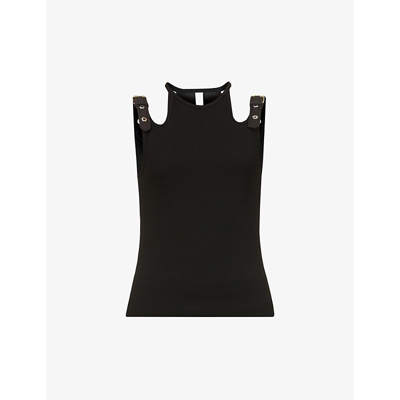 Shop Dion Lee Womens Black Holster Buckled Organic-cotton-blend Tank Top S