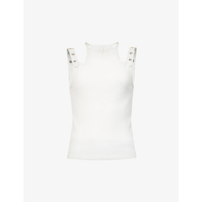 Shop Dion Lee Womens Ivory Holster Buckled Organic-cotton-blend Tank Top M