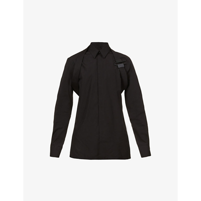 Shop Givenchy Mens Black Detachable-harness Contemporary-fit Cotton-poplin Shirt 15.5