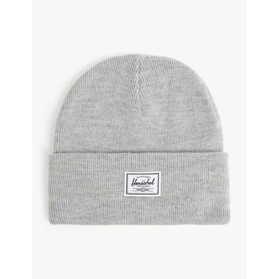 Shop Herschel Supply Co Womens Heather Light Grey Elmer Logo-embroidered Knitted Beanie Hat