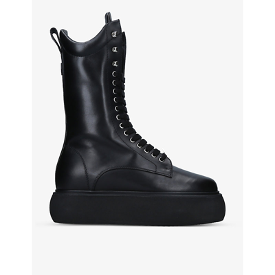 Shop Attico Women's Black Selene Platform Leather Ankle Boots