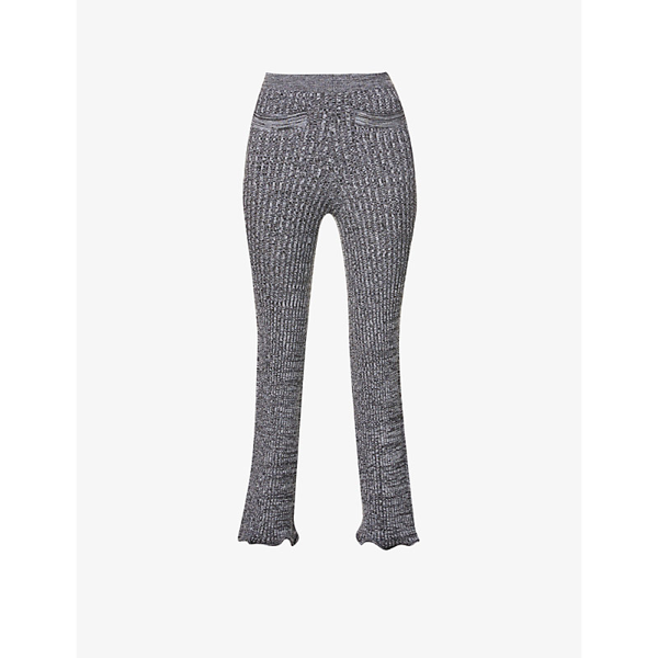 Rabanne ribbed wool-blend trousers - Black
